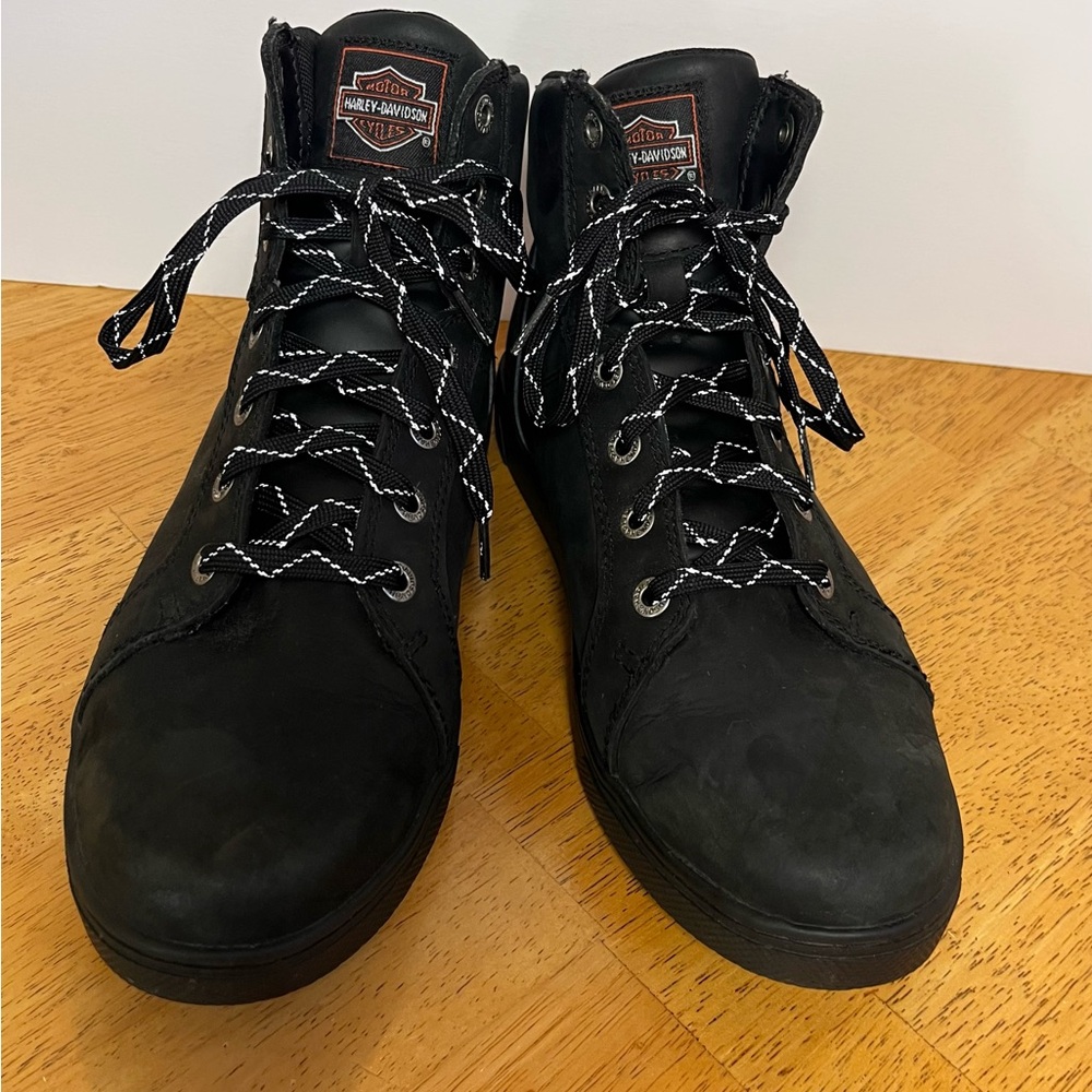 Harley-Davidson Watkins Men’s Black Leather Boots Size 8.5 Moto Riding Casual - Picture 2 of 9